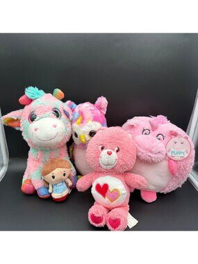 Plush Lot of 5 Stuffed Animal Toy Pink Care Bear Itty Bitty Soft Cuddly